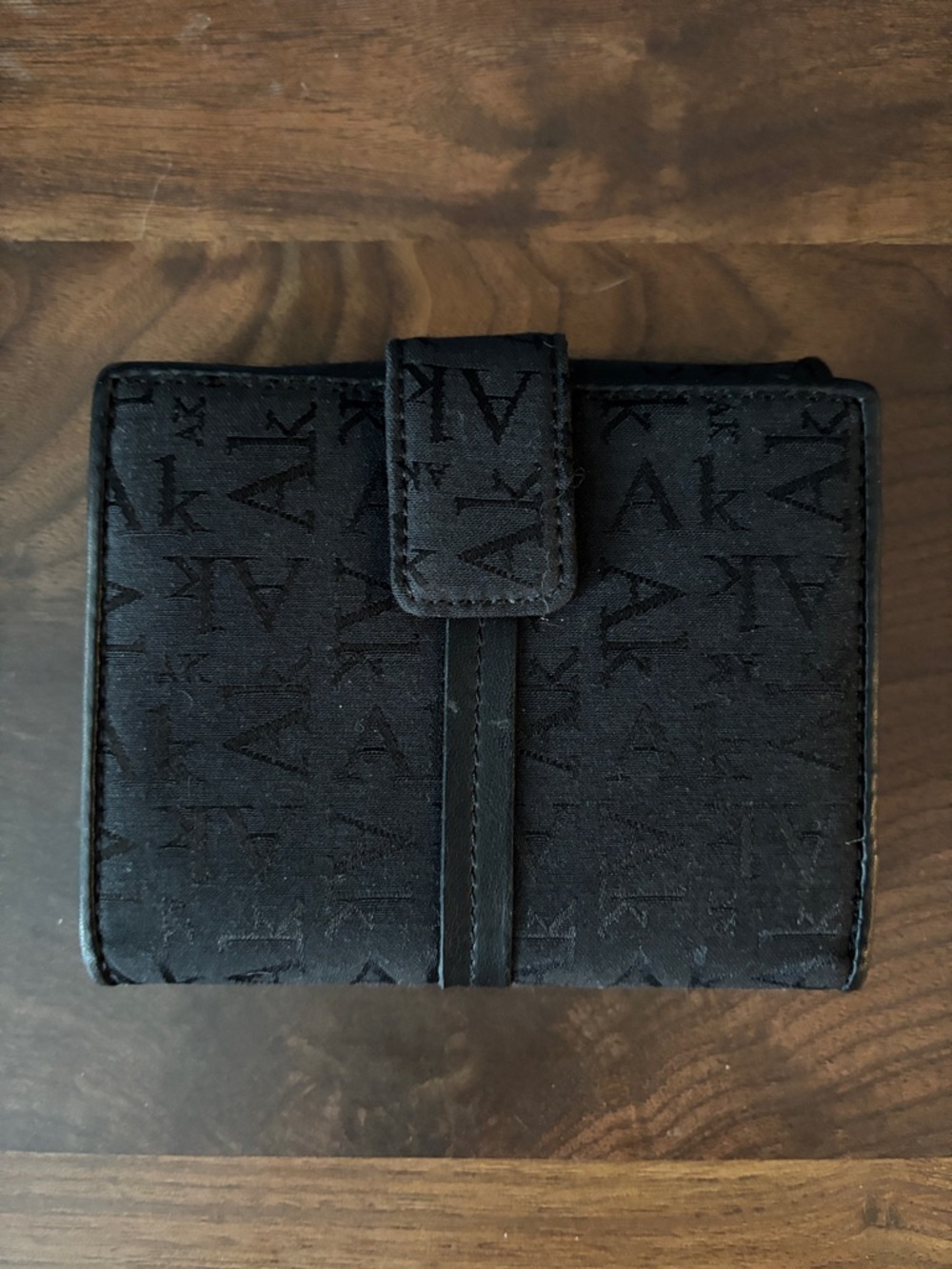 Anne Klein Black Monogram Snap Wallet
